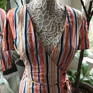 Stripped wrap sun dress